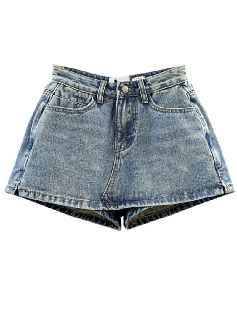 Summer High-Waisted Vintage Women Denim Short Skirt Small New Slim Sexy Korea Fashion Girl Cute Street A-Line Mini Jeans Pants