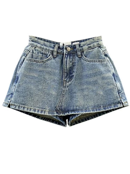 Summer High-Waisted Vintage Women Denim Short Skirt Small New Slim Sexy Korea Fashion Girl Cute Street A-Line Mini Jeans Pants
