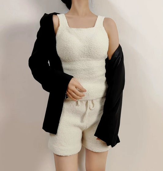 Fashion New Winter Body Top Corset Women Undershirt Slim Vest with Bra Lambswool Thermal Underwear Bottoming Basic Pant Homewear